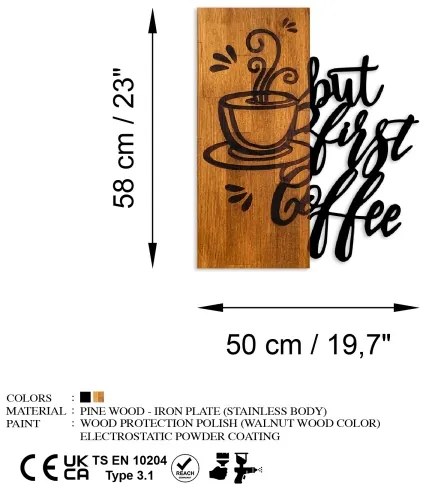 Fali dekoráció 50x58 cm kávéfa/fém