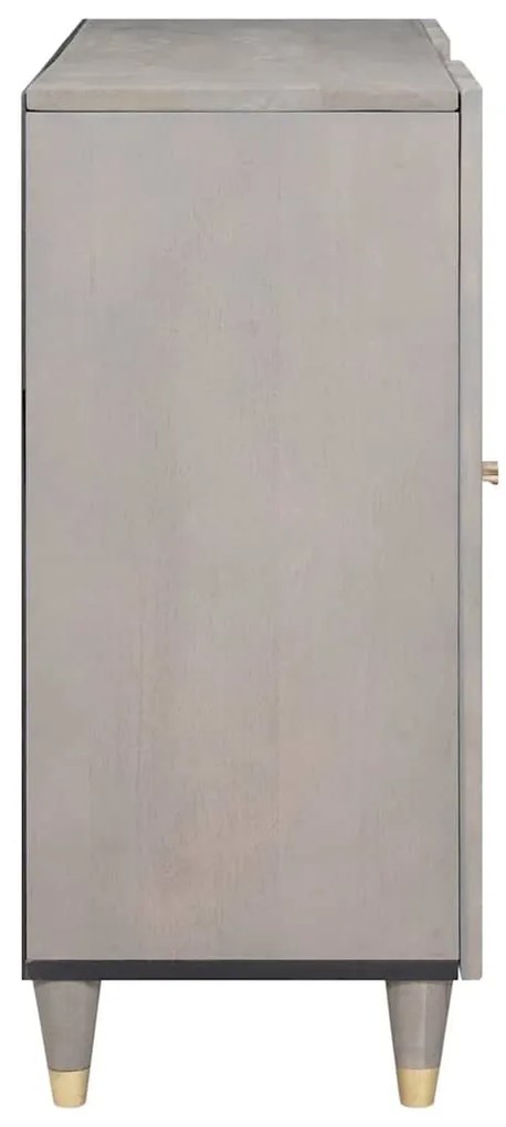 Széf polcokkal Szürke és Arany 90 x 33.5 x 75 cm Tömör mangófa