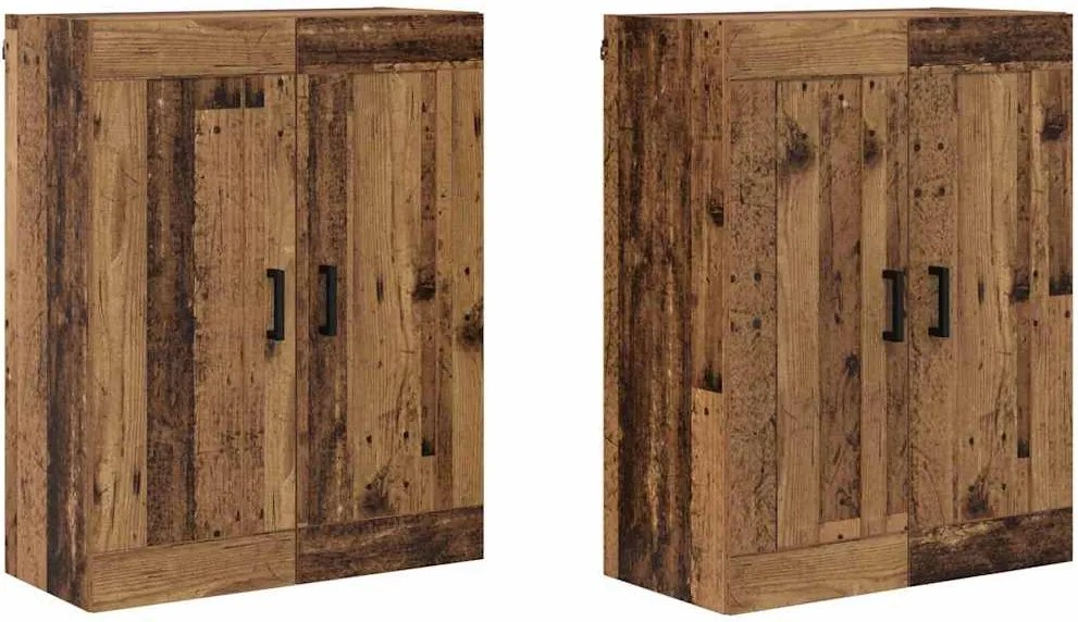 vidaXL Fali szekrény 2 pcs Öreg fa 69,5 x 34 x 90 cm Faanyag