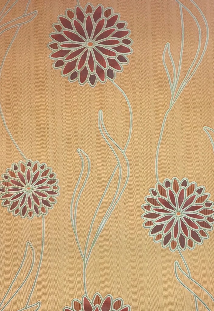 Narancssárga alapon virágok fali tapéta 3650342