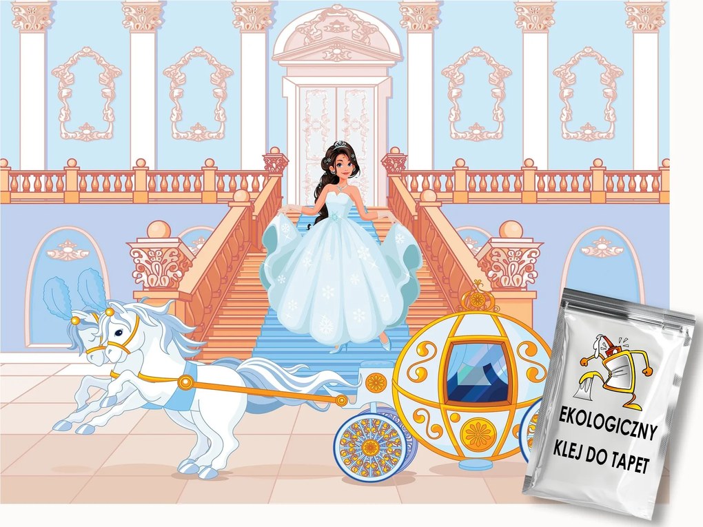 Fotótapéta Flizelina Gyerek Hercegnő Hintó Ló 200x140 ragasztó