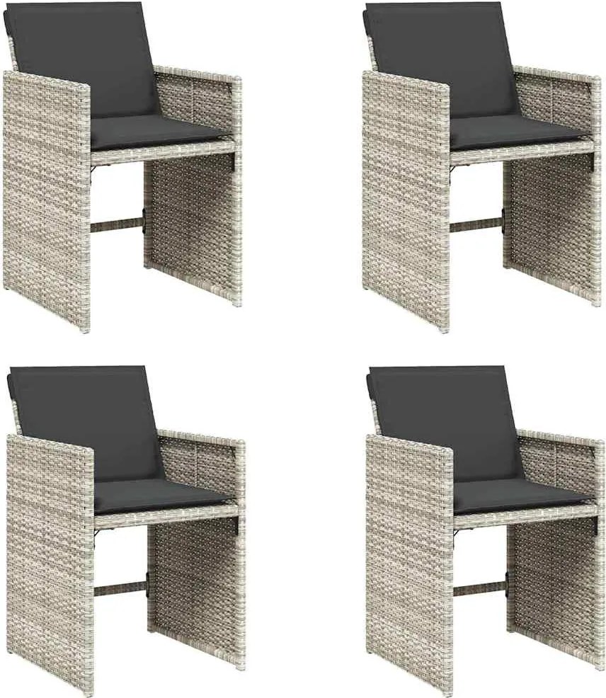 vidaXL 4 db világosszürke polyrattan kerti szék párnával
