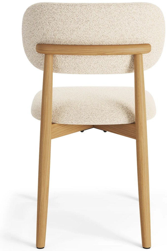 MAZZONI EXPORT ALMO Krémszínű (Monza 90 szövet)/lakkozott tölgyfa váz - RETRO BOUCLÉ FA SZÉK NAPPALIBA ÉTKEZŐBE KONYHÁBA