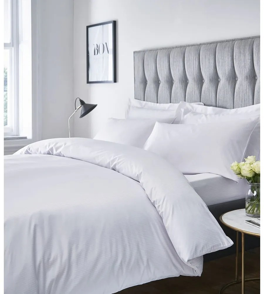 Fehér gumis lepedő 90x190 cm Satin Stripe - Catherine Lansfield