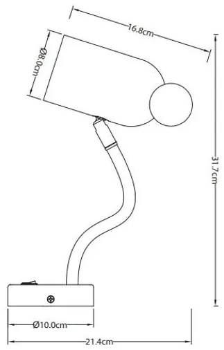 Lámpa Fali lámpatest MOUSE, 4763, max250V, 50/60Hz, 1*E27, max.25 W, IP20, átmérő 8 cm, fekete/arany