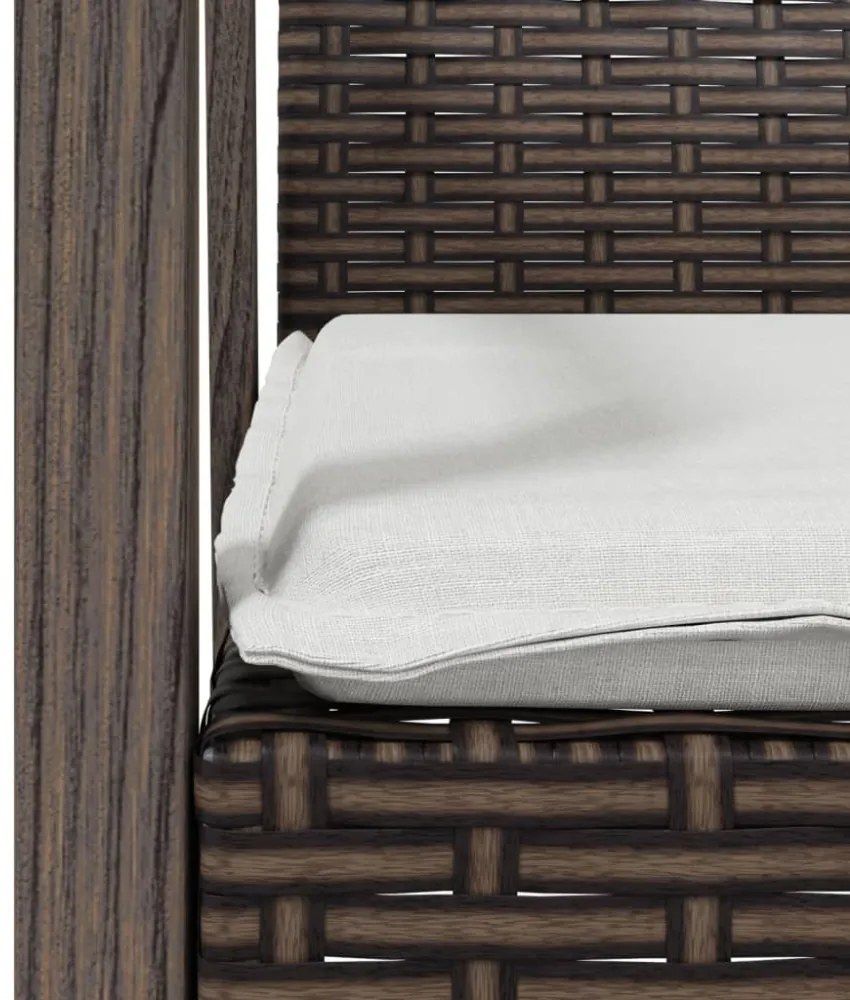 2 db barna polyrattan kerti szék párnával 56,5 x 57 x 83 cm