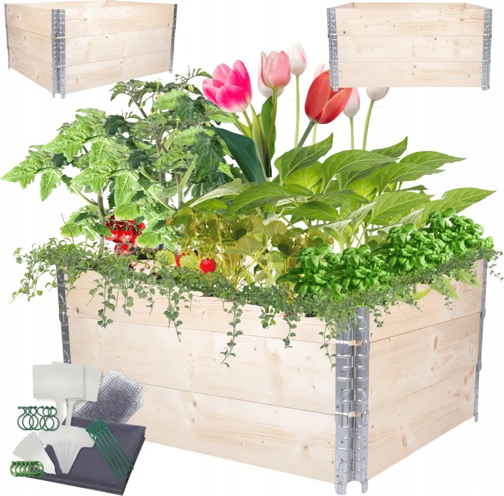 Magasított ágyás lépcsőzetes állítható fa zöldségtartó 60x120x100