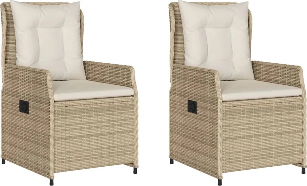 vidaXL 2 db bézs polyrattan dönthető kerti szék