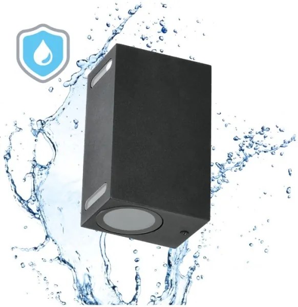 Kültéri fali lámpa QUERK 2xGU10/35W/230V IP54 15 cm fekete