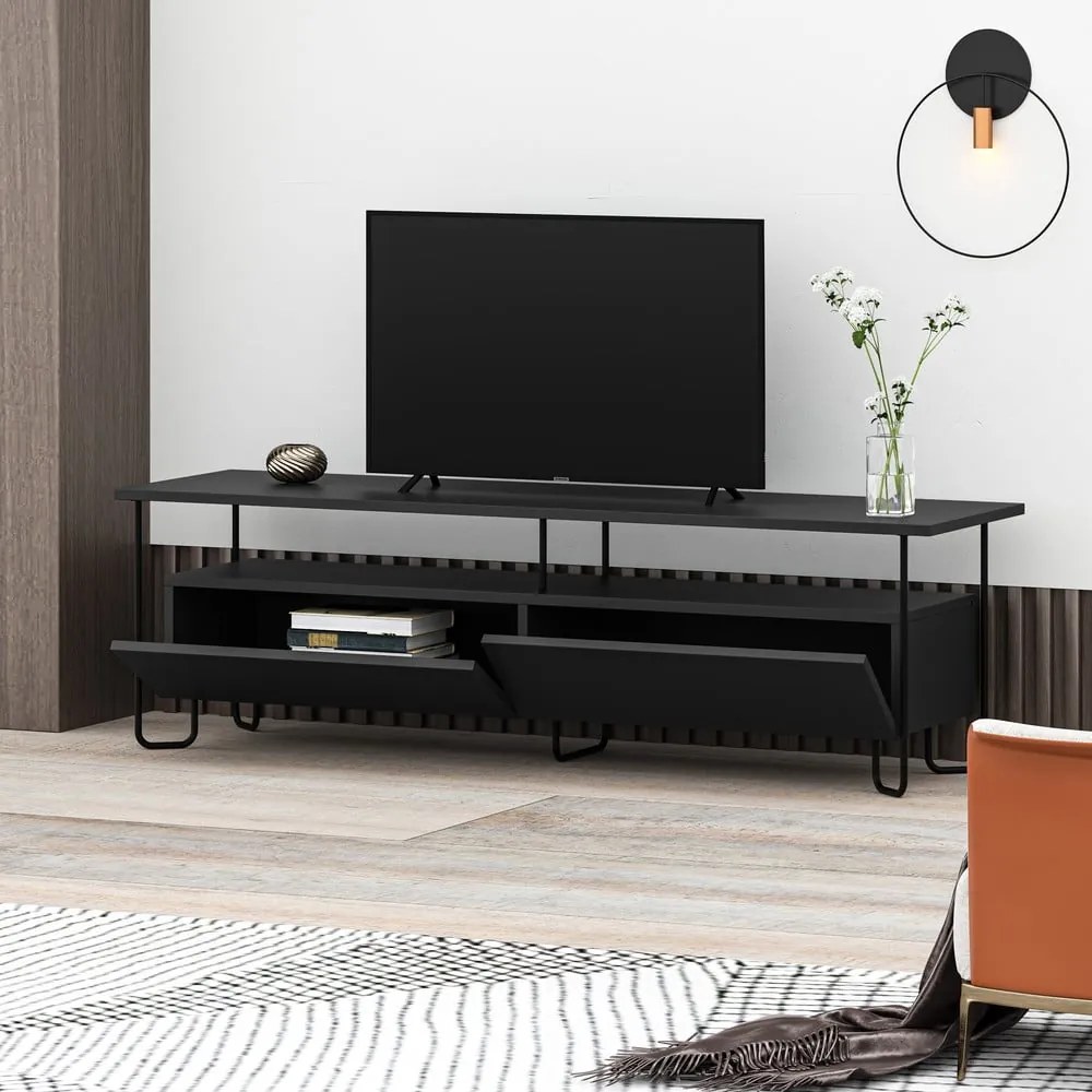 Fekete TV-állvány 150x45 cm Dilly – Marckeric