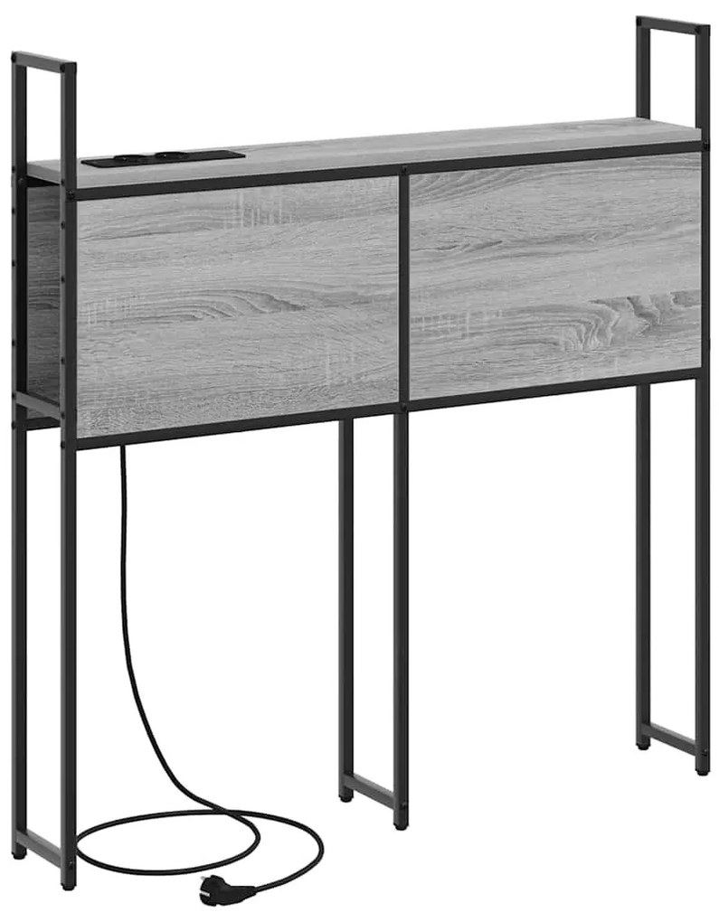 Tárolós Fejtámla Töltő Állomással Szürke sonoma 80 cm Faanyag