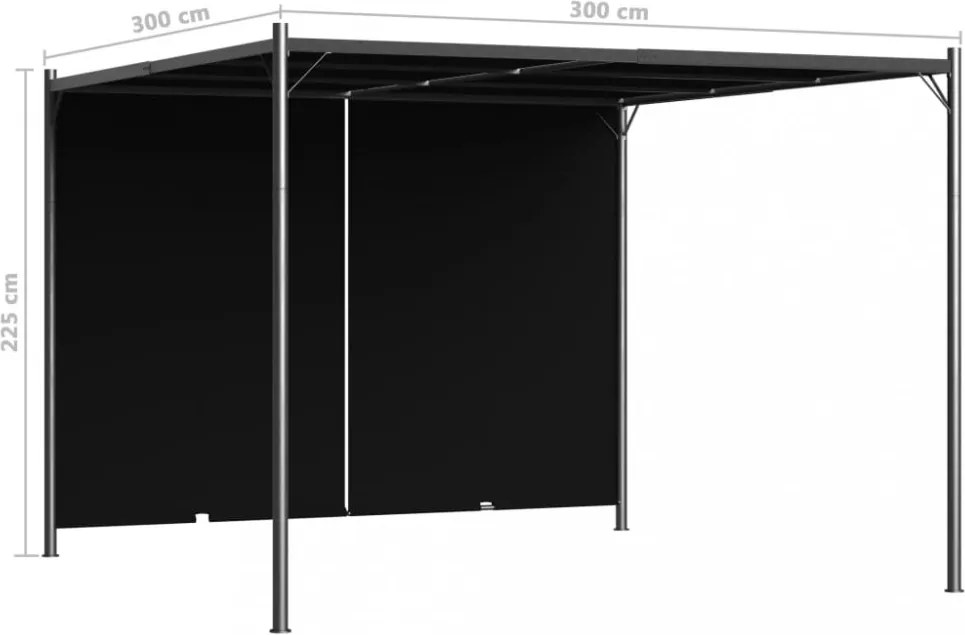 vidaXL antracitszürke kerti pavilon behúzható tetővel 3 x 3 m