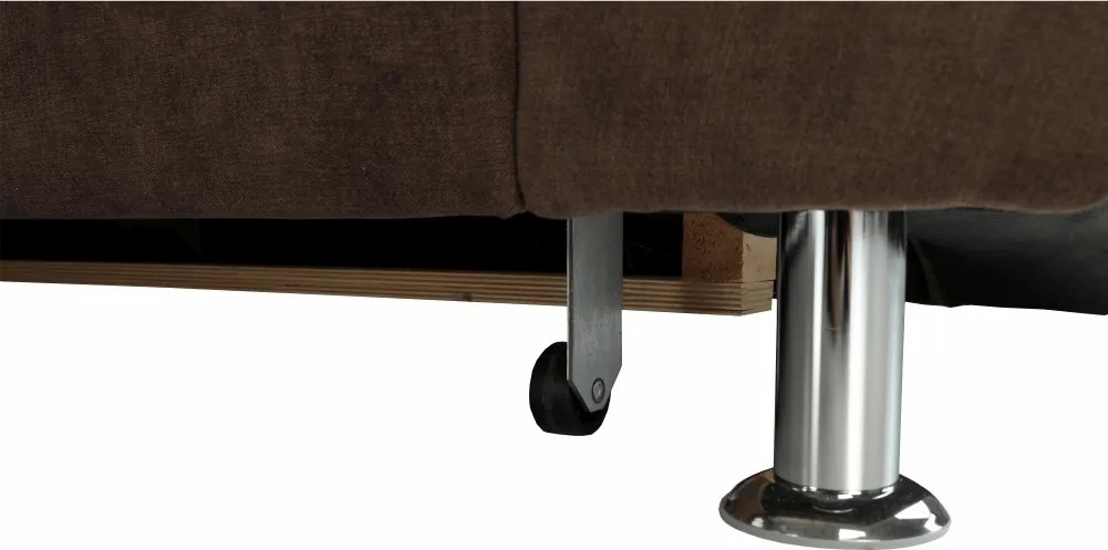 Kinyitható ülőgarnitúra, barna szövet, jobbos, SANTIAGO