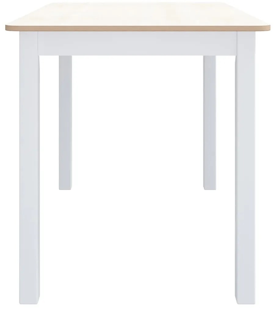 Fehér és barna tömör gumifa étkezőasztal 114 x 71 x 75 cm