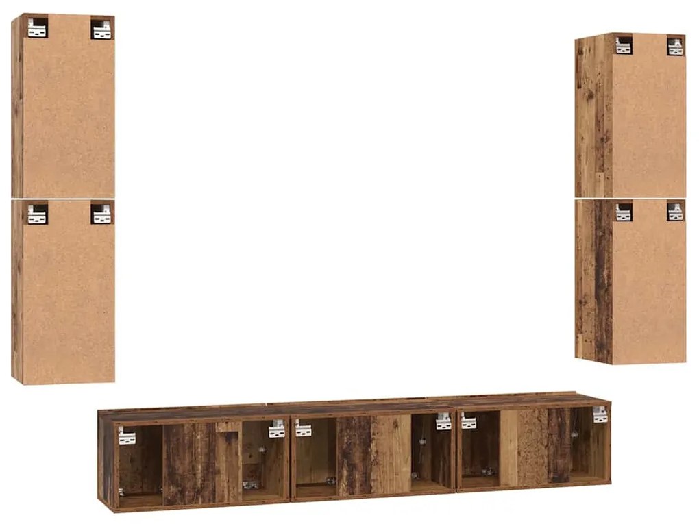 TV szekrény garnitúra 7 pcs Régi fa 60 x 30 x 30 cm Faanyag