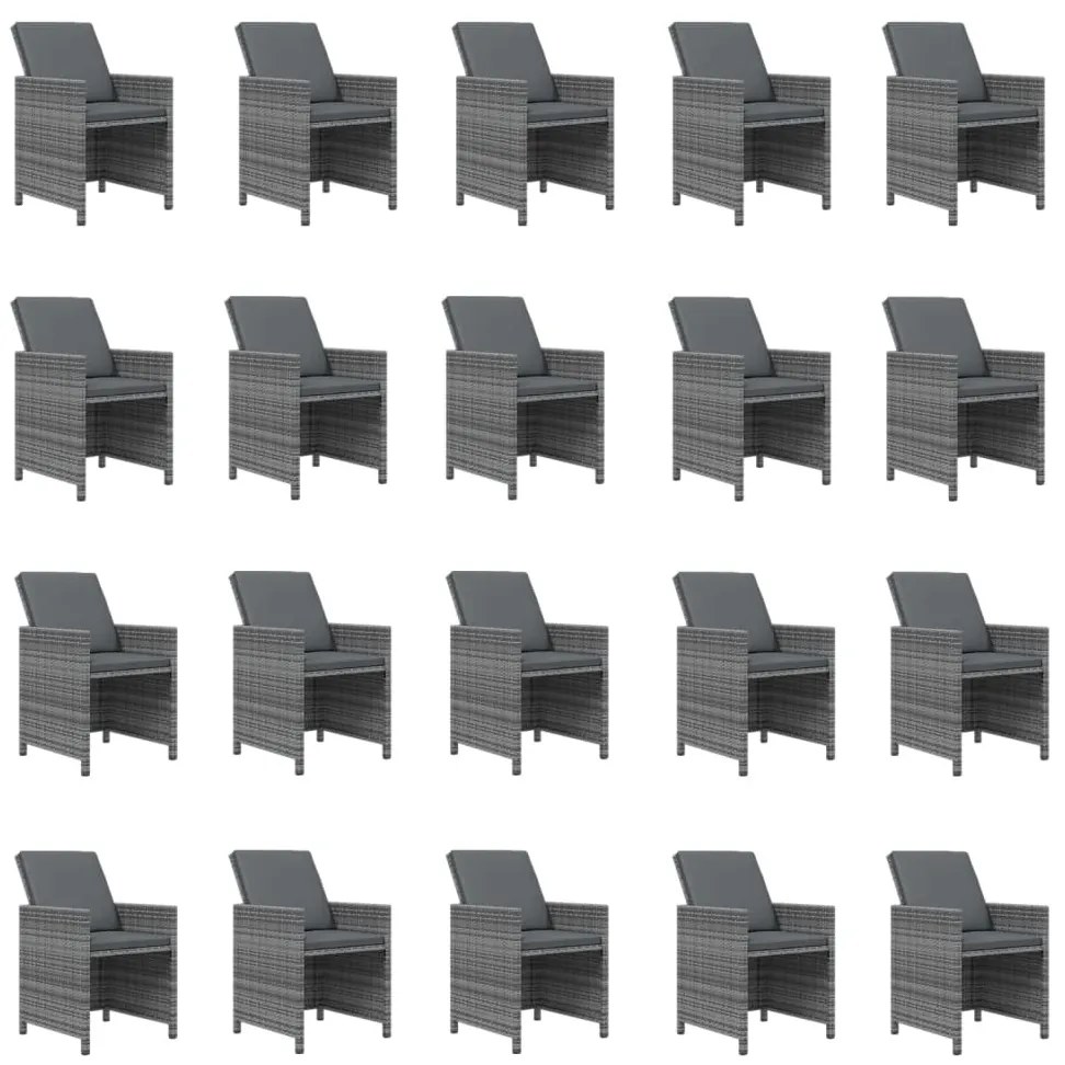 21 részes szürke polyrattan kerti étkezőgarnitúra párnákkal