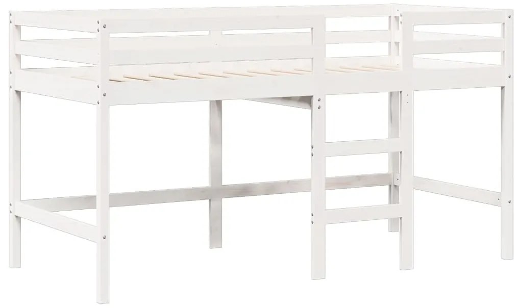 fehér tömör fenyőfa magasított ágy tetővel 80 x 200 cm