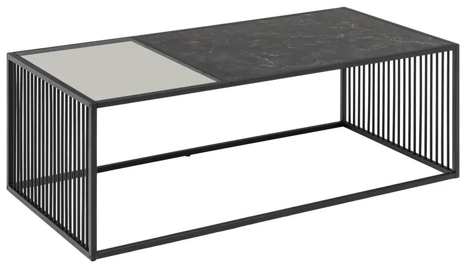 Fekete dohányzóasztal üveg asztallappal 60x120 cm Strington – Actona
