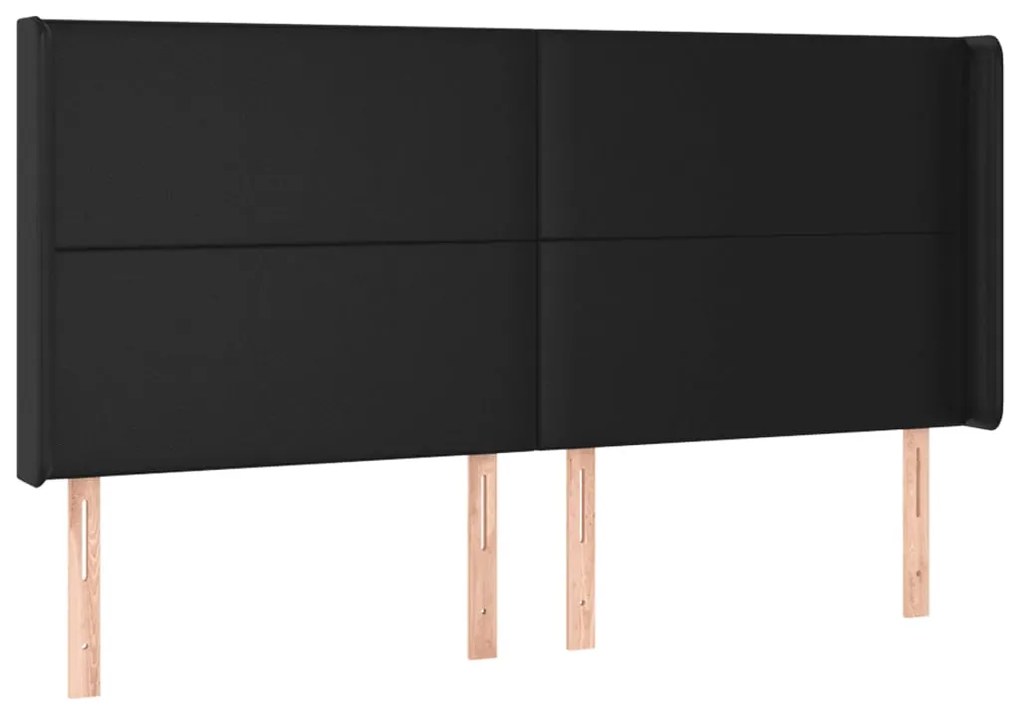 fekete műbőr LED-es fejtámla 203x16x118/128 cm