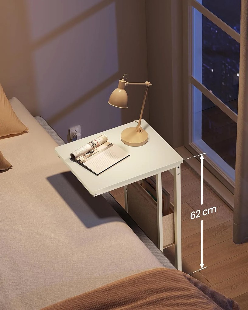 Oldalasztal, éjjeliszekrény beépített elosztóval krémfehér színben