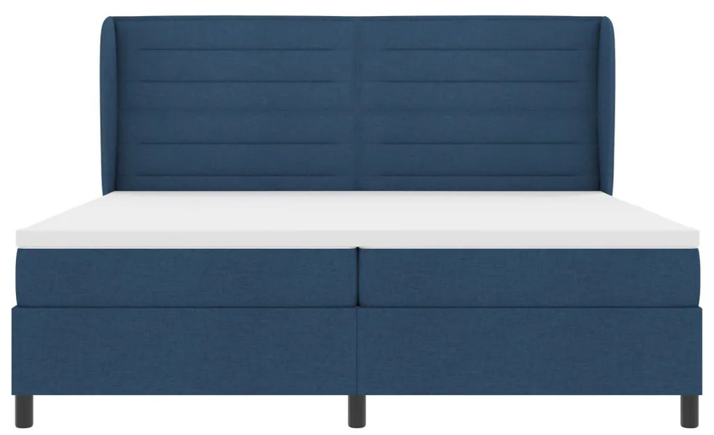 Boxspring Ágy Mattal Kék 200x200 cm Textil