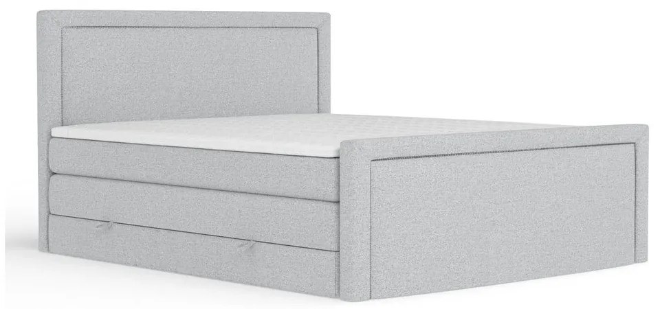 Világosszürke ágyneműtartós boxspring ágy 180x200 cm Lavenda – Maison de Rêve