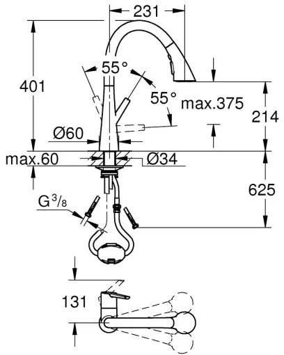 GROHE 32294002 - ZEDRA 401 mm mosogatócsaptelep, fényes króm