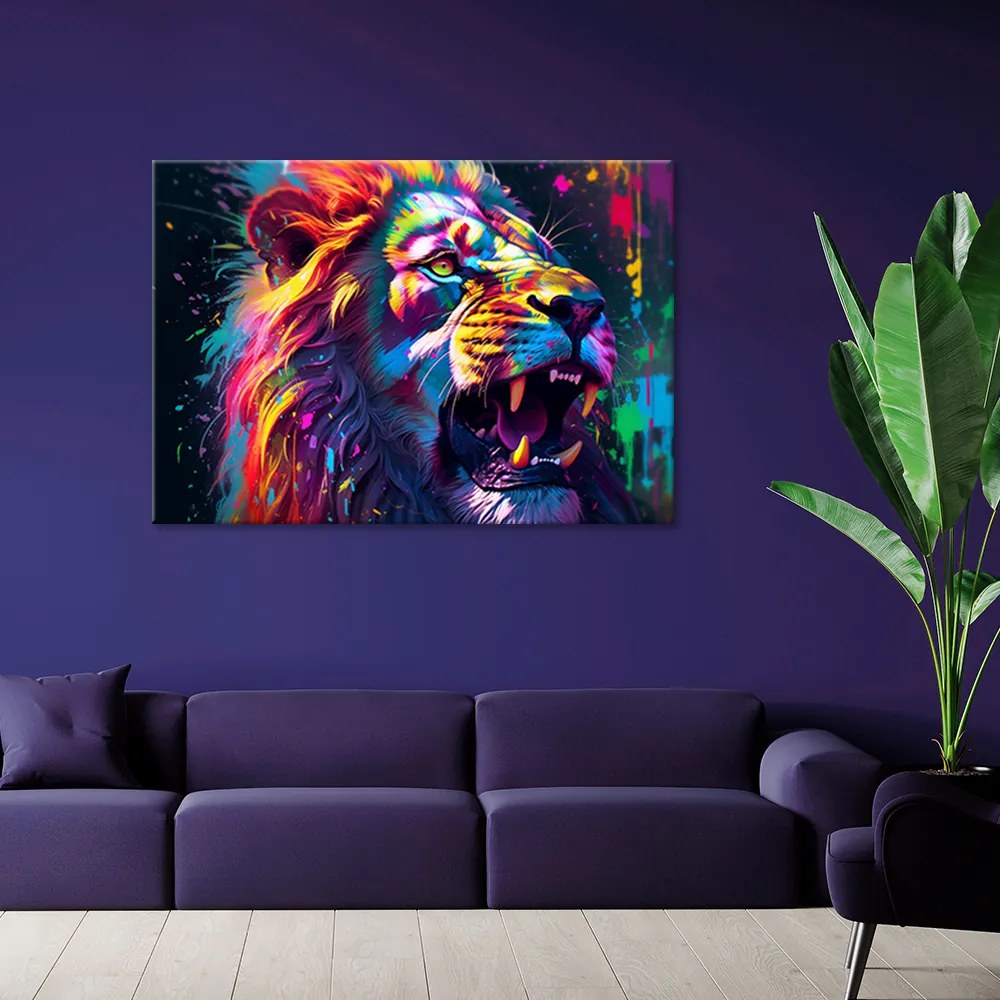 Gario Vászonkép Színes erős oroszlán Méret: 120 x 80 cm