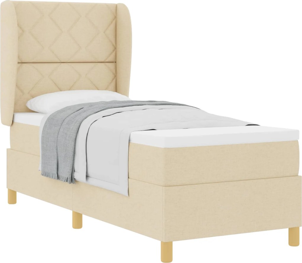 vidaXL Boxspring ágy matraccal Sötétszürke 90x190 cm Szövet Krém