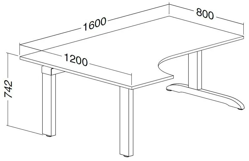 ProOffice C ergonomikus asztal 180 x 120 cm, bal, vadkörte