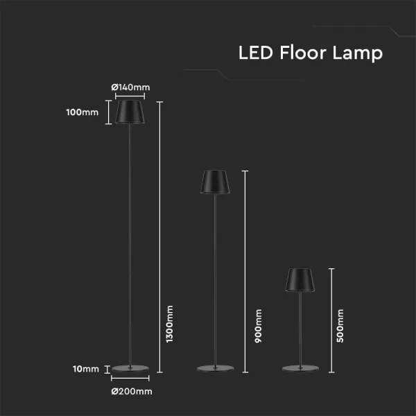 LED Dimmelhető újratölthető állólámpa 3in1 LED/4W/5V 4400 mAh 3000K IP54 fekete