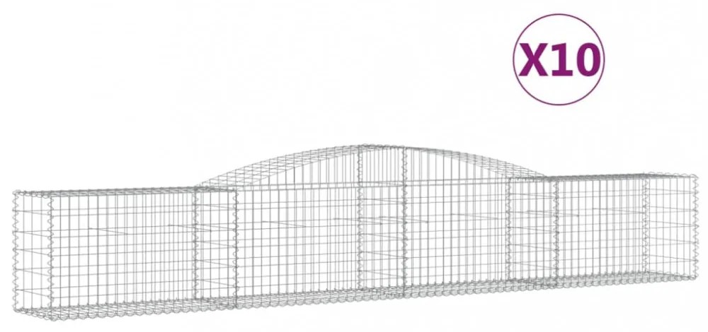 vidaXL 10 db íves horganyzott vas gabion kosár 400x50x60/80 cm
