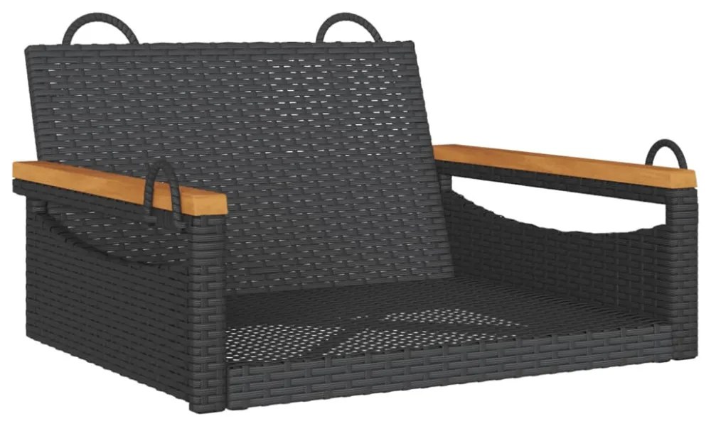 fekete polyrattan hintapad 63 x 62 x 40 cm