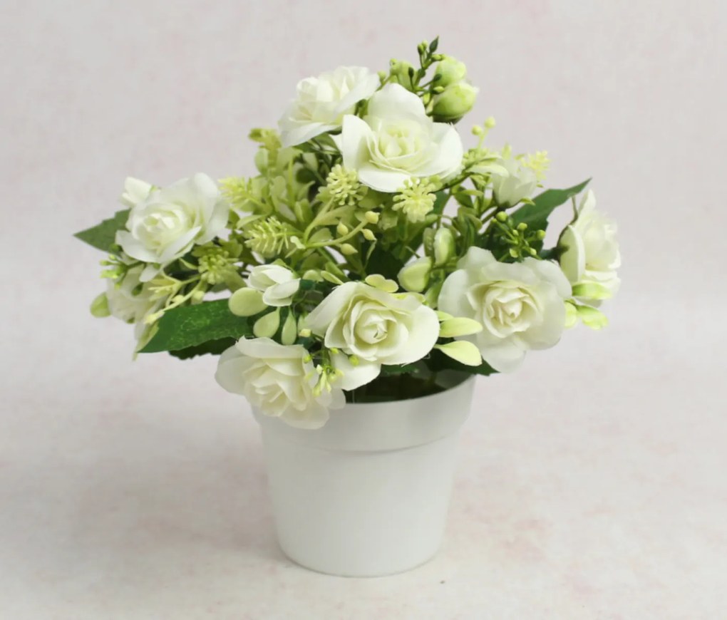 Művirág cserépben rózsa fehér 20cm