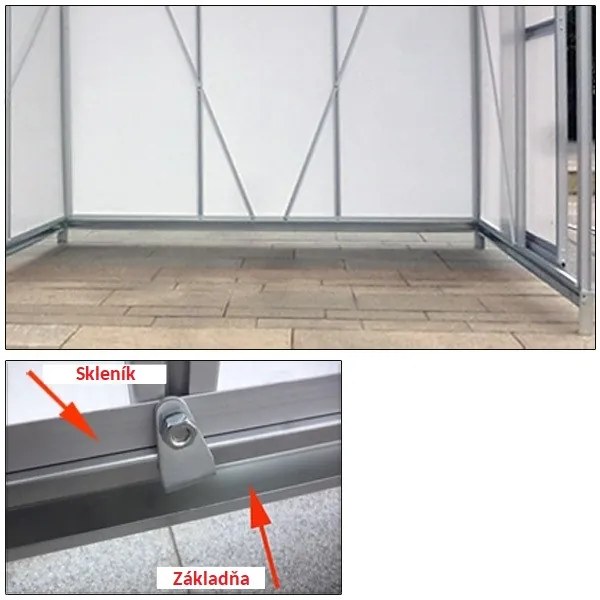 Gardebruk M4 polikarbonát kerti üvegház alappal, 250x190x195cm, átlátszó