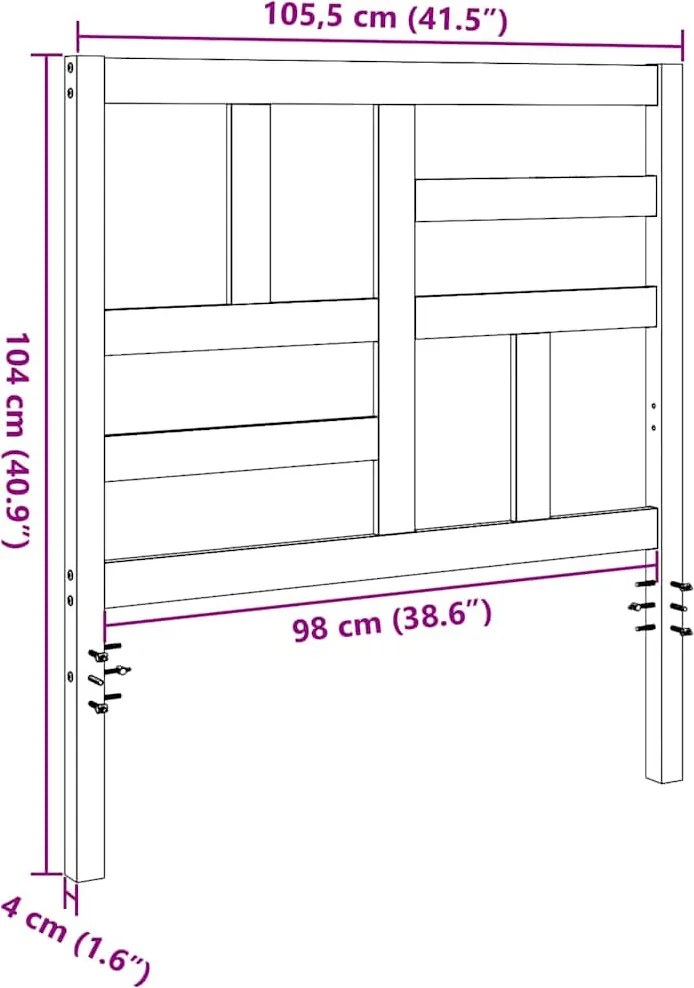 Ágyszerkezet Fejtámla fejtámlával Viaszbarna 105.5 x 4 x 104 cm