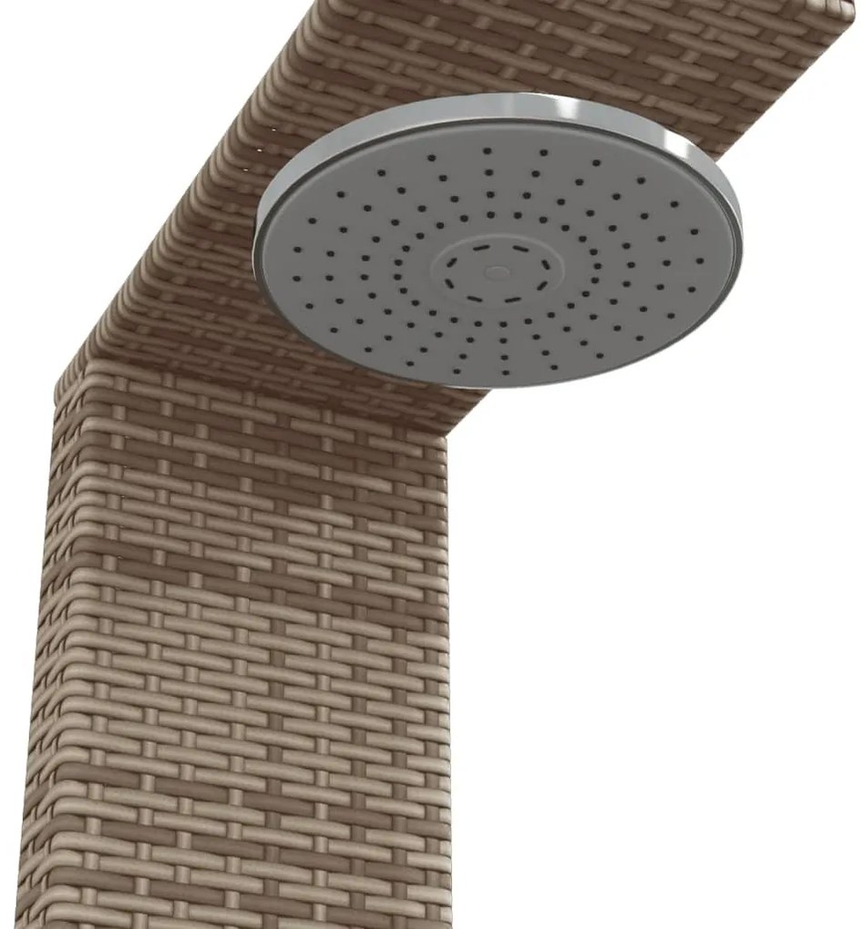 szürke polyrattan és akácfa kültéri zuhanyzó 100x100x241,5 cm