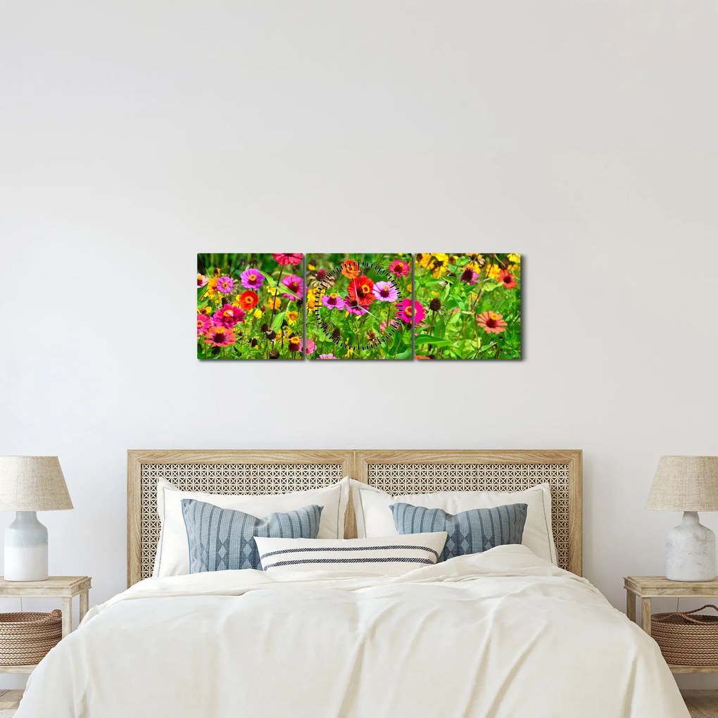Réti virágok képe (órával) (90x30 cm)
