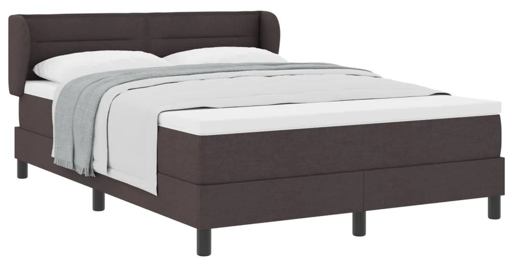 Boxspring ágy matraccal, sötétbarna, 140x190 cm, szövet