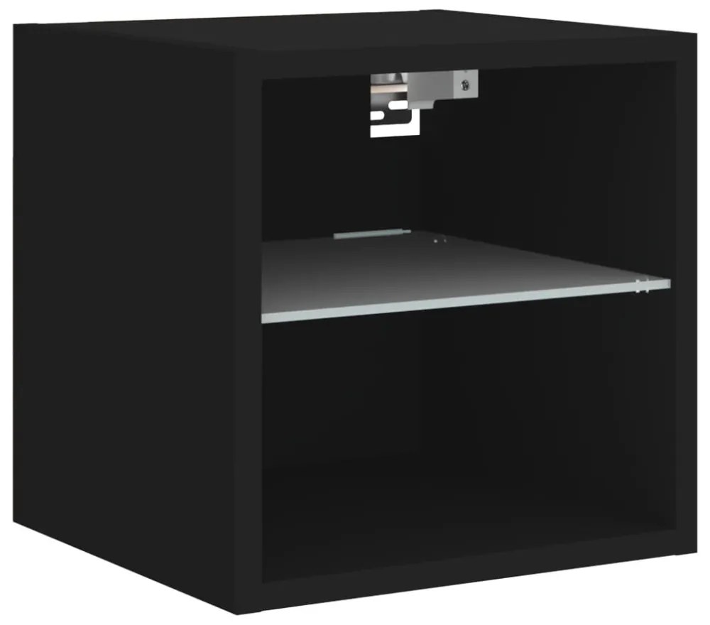 fekete fali TV-szekrény LED-világítással 30 x 28,5 x 30 cm
