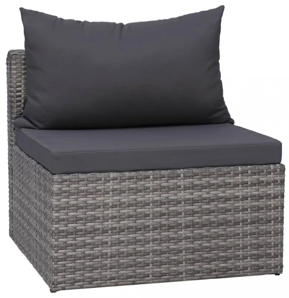 vidaXL 8-részes szürke polyrattan kerti bútorszett párnákkal