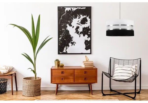 Csillár zsinóron CORAL 1xE27/60W/230V fekete-fehér