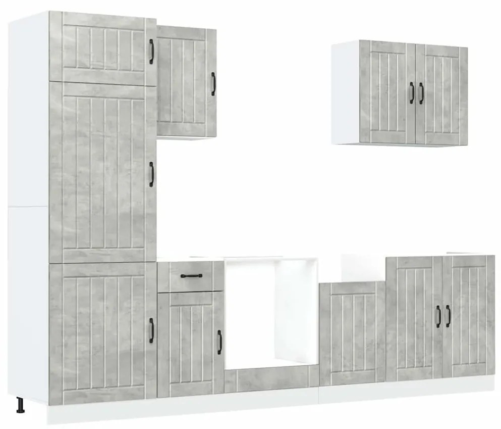 7 részes konyhai szekrény szett Lucca betonszürke műszaki fa