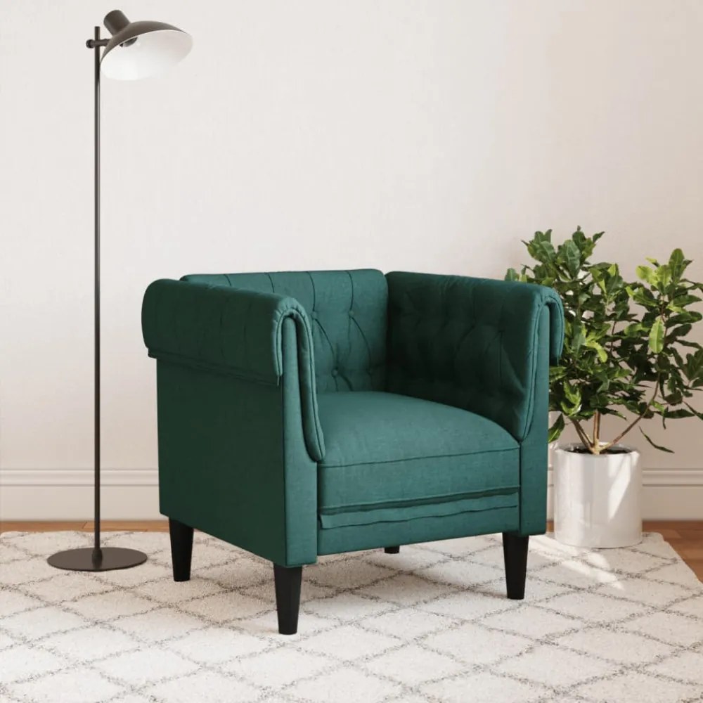 sötétzöld szövet Chesterfield kanapé