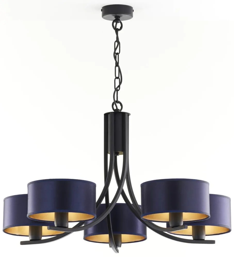 Jupiter 2101 - ARTHUR láncra akasztható csillár 5xE27/15W/230V kék/fekete