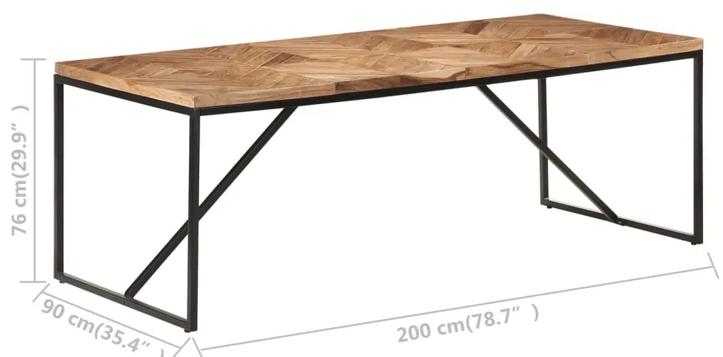 tömör akác és mangófa étkezőasztal 200 x 90 x 76 cm