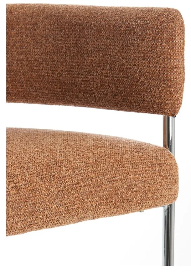 Világosbarna kárpitozott karfás étkezőfotel Adante – Light &amp; Living