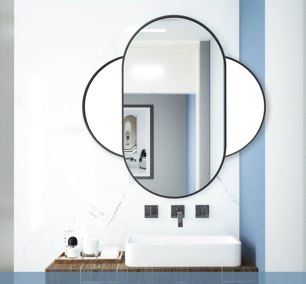 Ovális fali tükör OLVANI 80x40 cm fekete kerettel