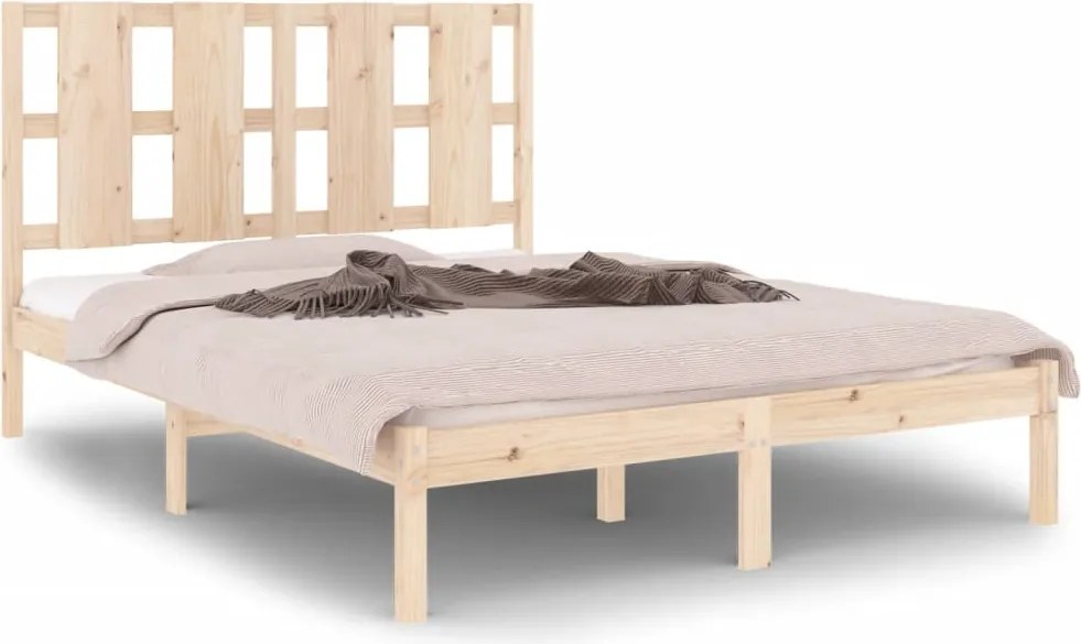 vidaXL Double tömör fa ágykeret 135 x 190 cm
