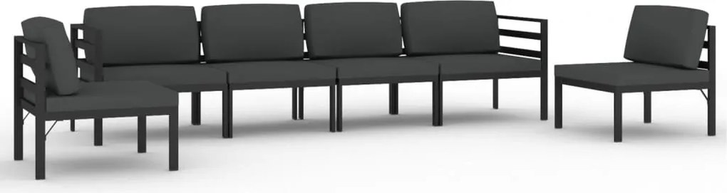 vidaXL 6 részes antracitszürke alumínium kerti ülőgarnitúra párnákkal